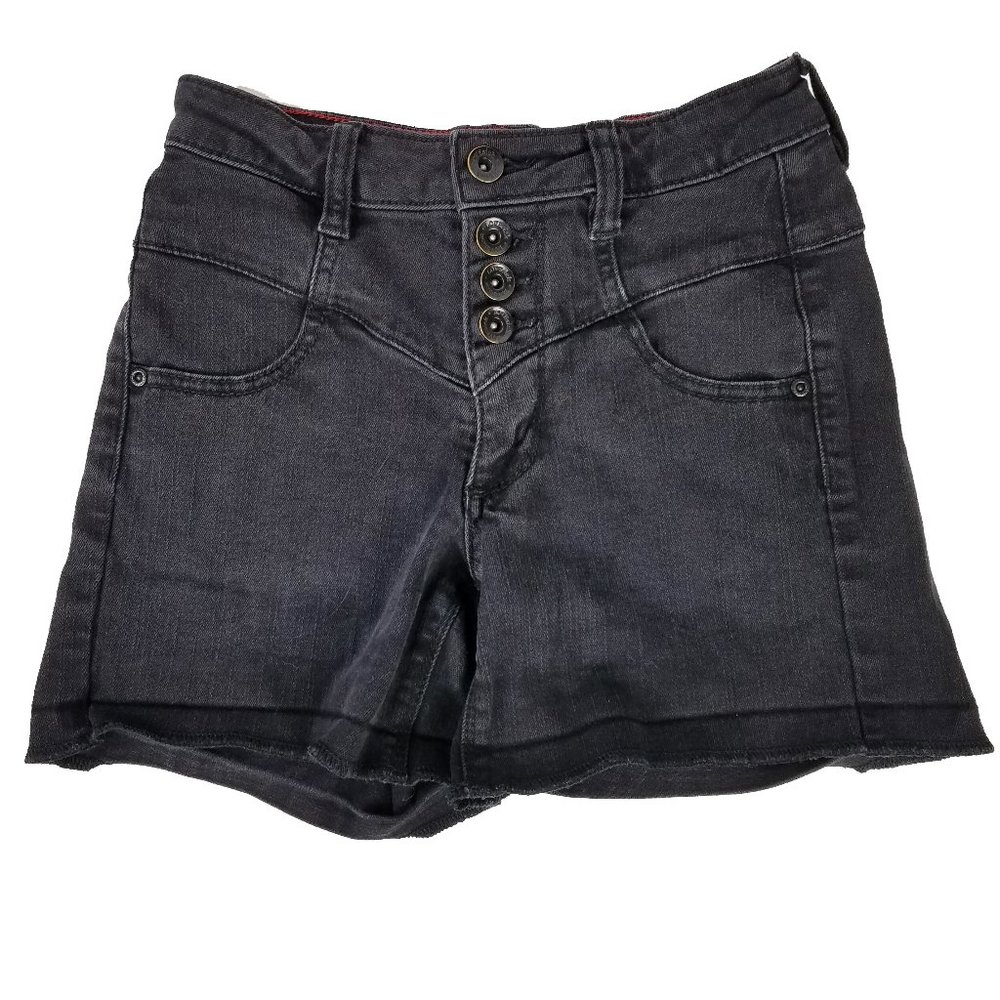 Lovesick Black Cotton Button Front Shorts